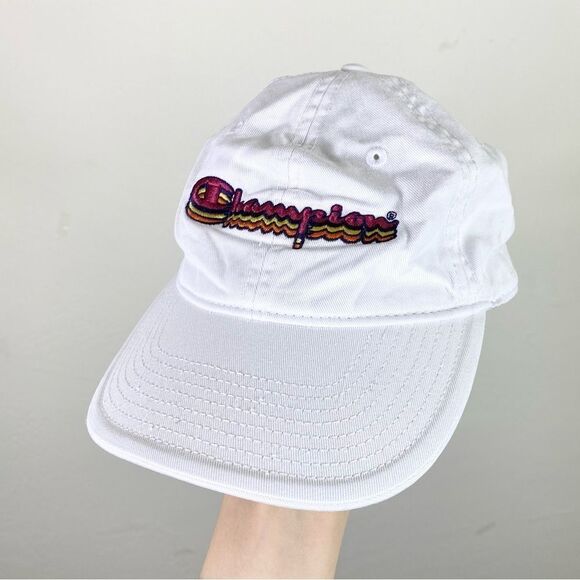 Champion White Spellout Baseball Cap Hat - Picture 1 of 5